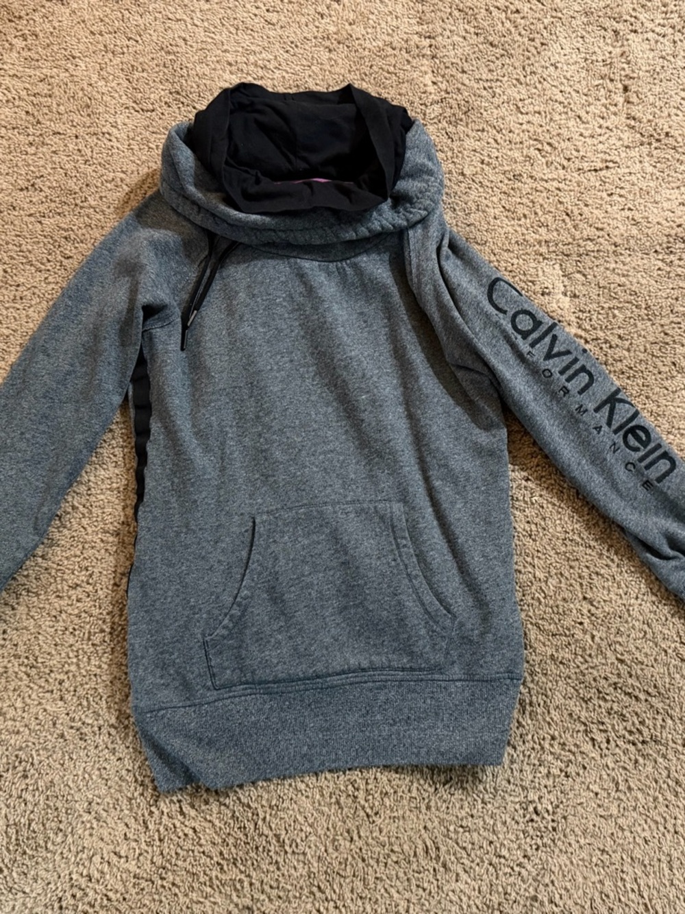 Women’s Calvin Klein Heather Gray Pullover with Black Hood - Size M